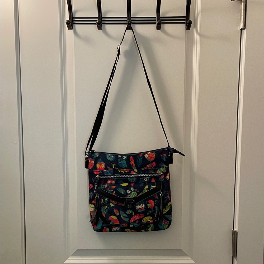 Lily Bloom Women's Crossbody Bag with Colorful Owl Print